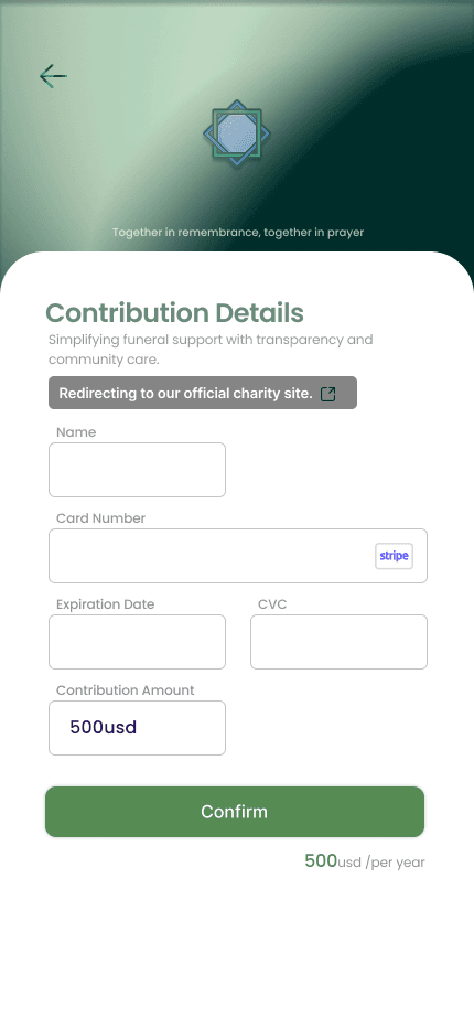 Contribution details — pay into the fund