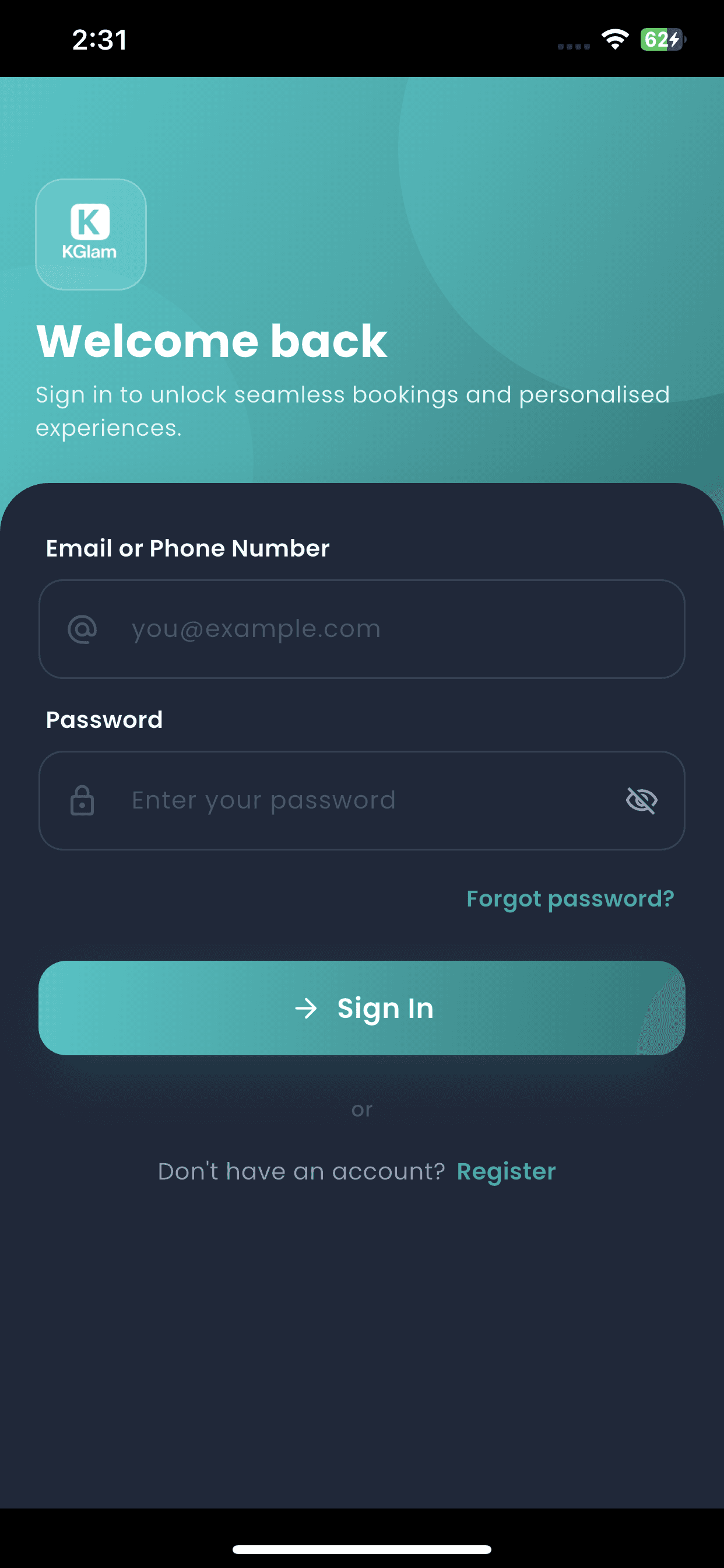 Sign in — unlock bookings and personalised experiences